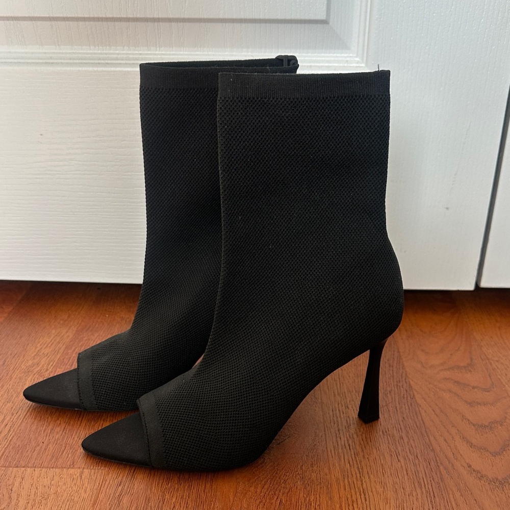 Zara Black Heeled Open Toe Boots - Picture 3 of 6